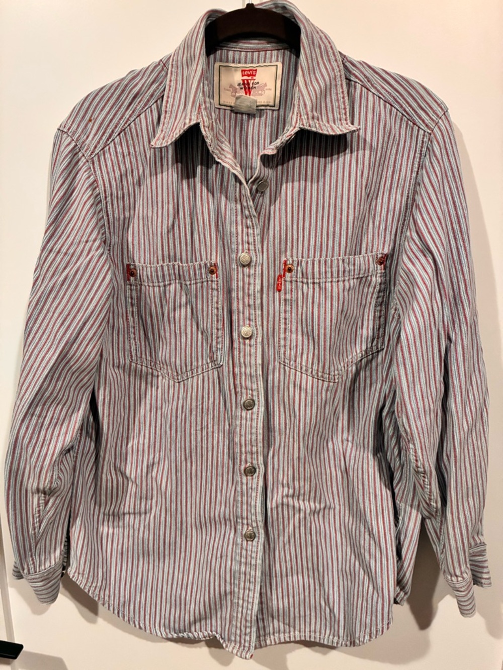 Levi's Red & Light Blue Striped Button-Down Shirt